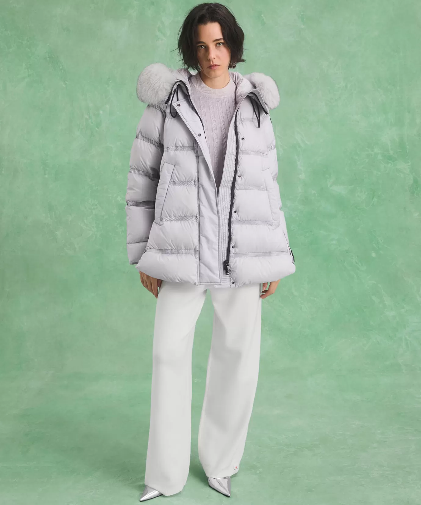 Shop Peuterey Takan Mq 02 Fur Ice Grey